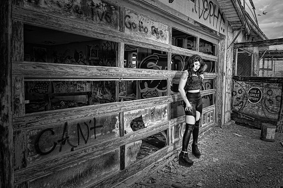 alainaBlackWhiteGarageDoor